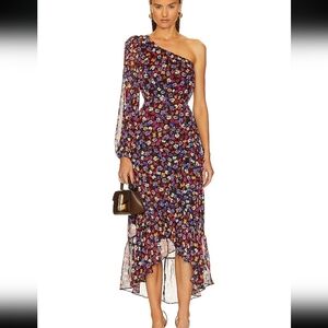 Revolve NWT Calista Floral One Shoulder Midi Dress Size Large